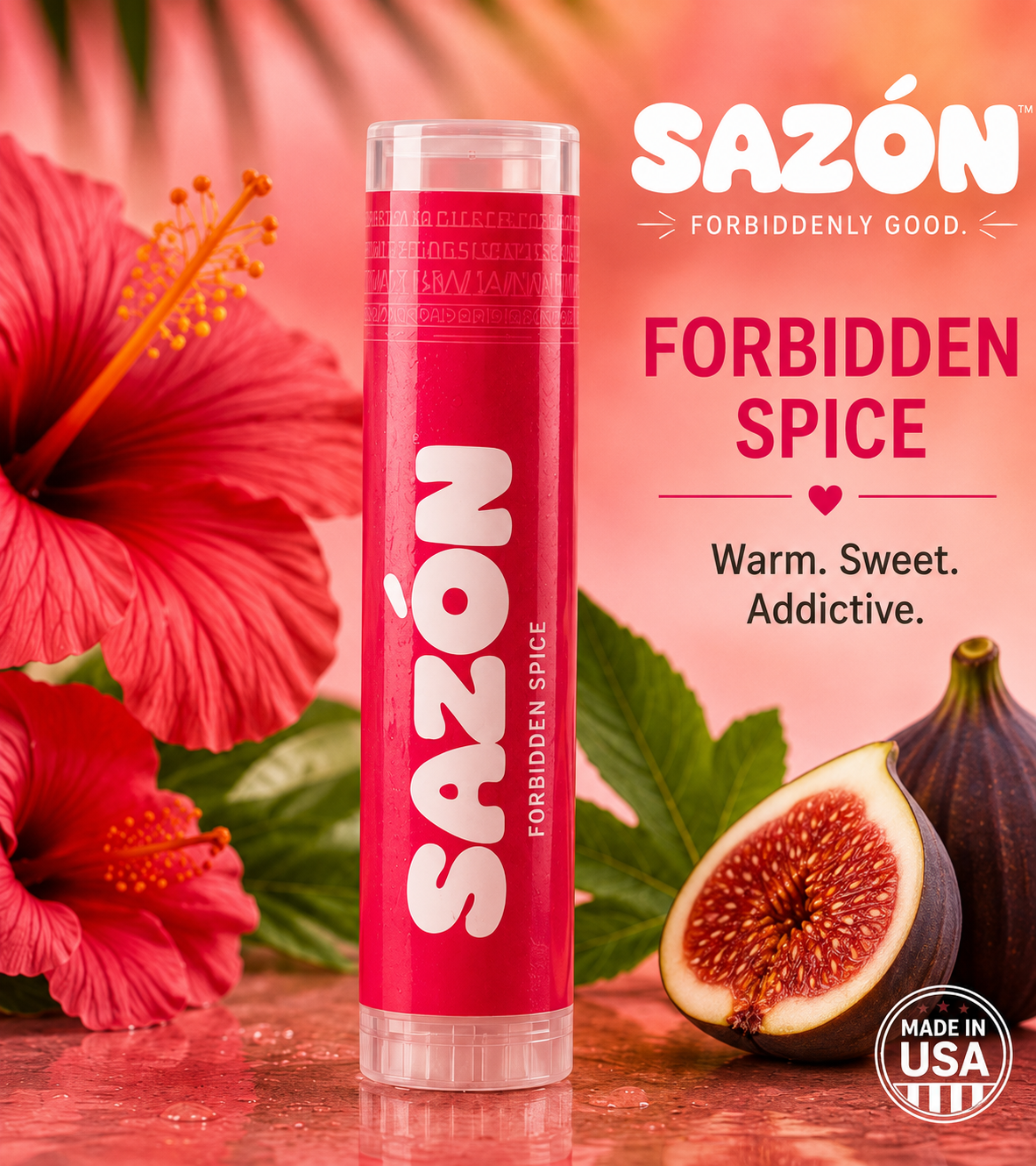 Sazón Forbidden Spice fig and pear lip balm